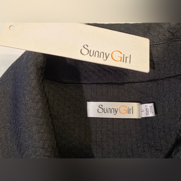 NWT Sunny Girl Woman’s Large Black Coat Jacket Cropped Short Buttons - Picture 8 of 9